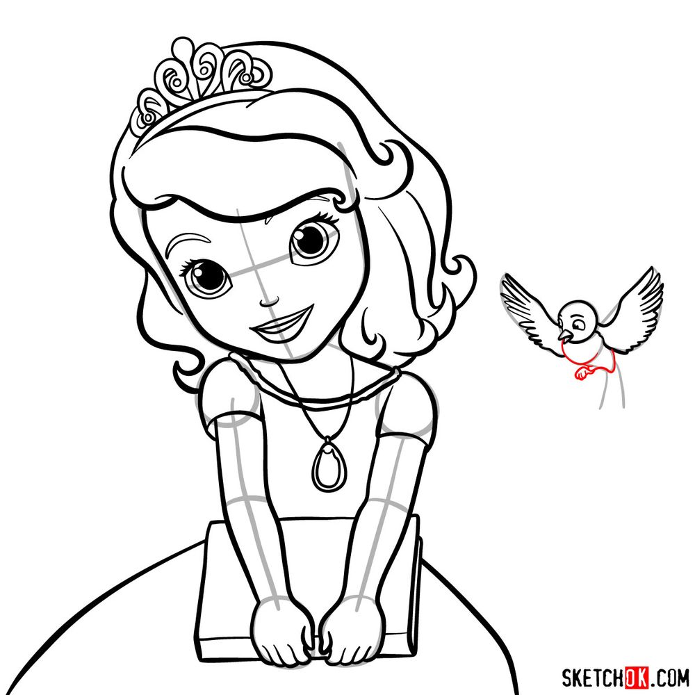 How to draw Princess Sofia - step 17