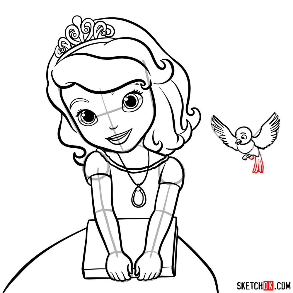 How to draw Princess Sofia - step 18