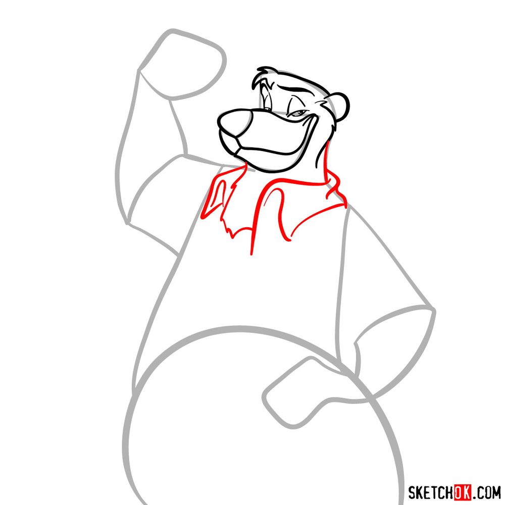 How to draw Baloo (TaleSpin) - step 07