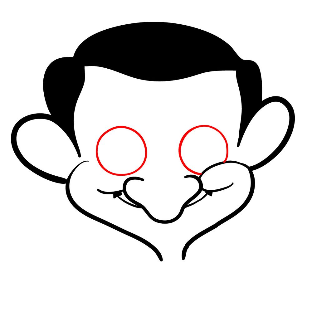 How to draw cartoon Mr Bean - step 08