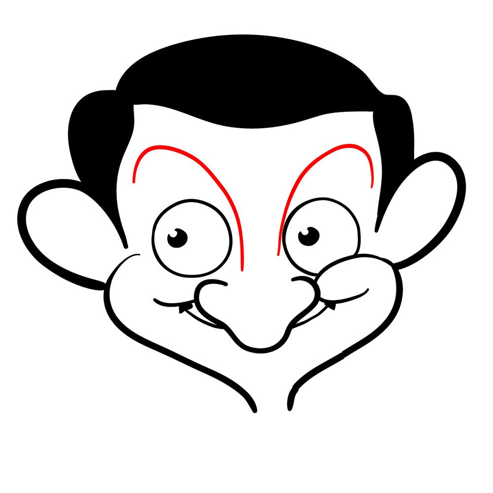 How to draw cartoon Mr Bean - step 10