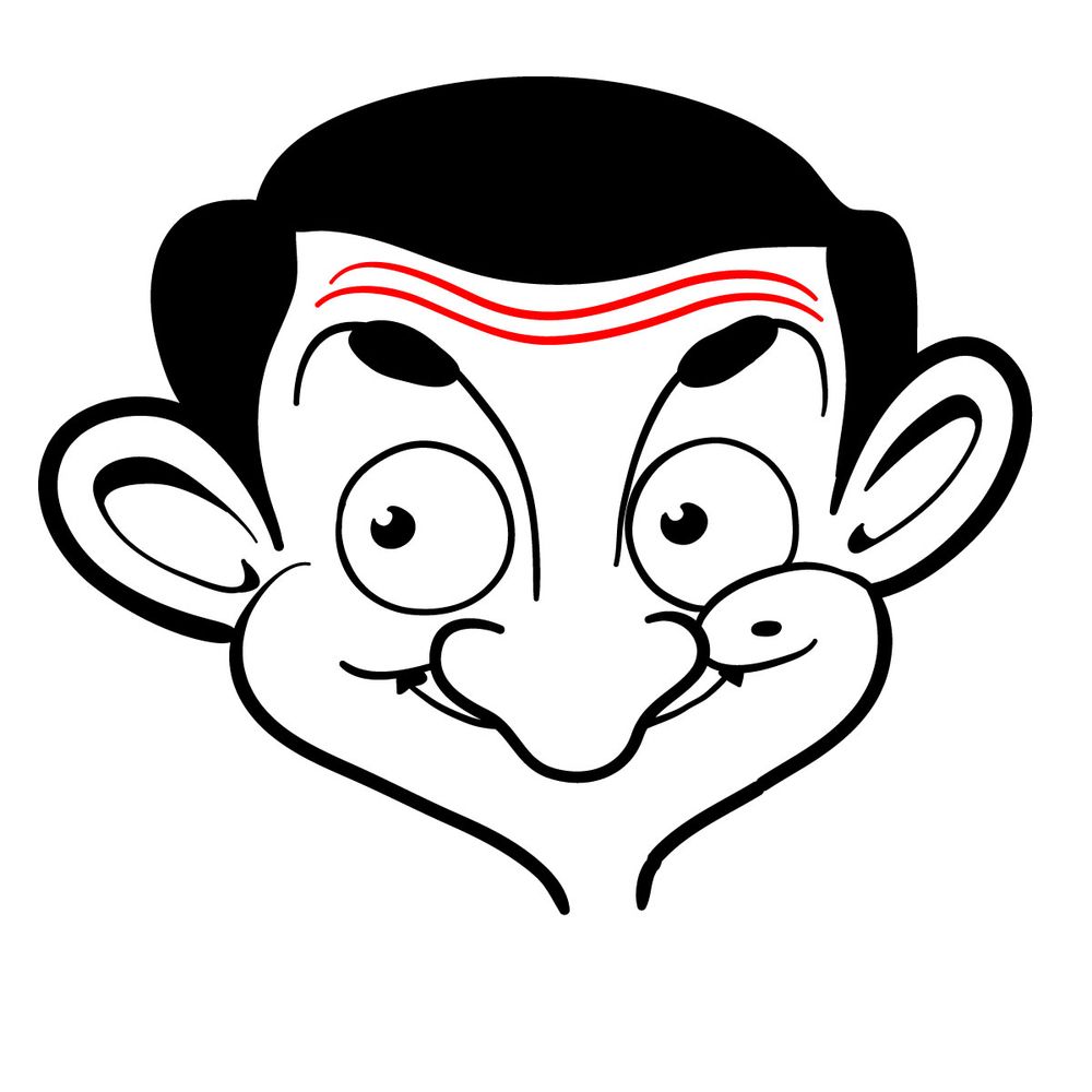 How to draw cartoon Mr Bean - step 13