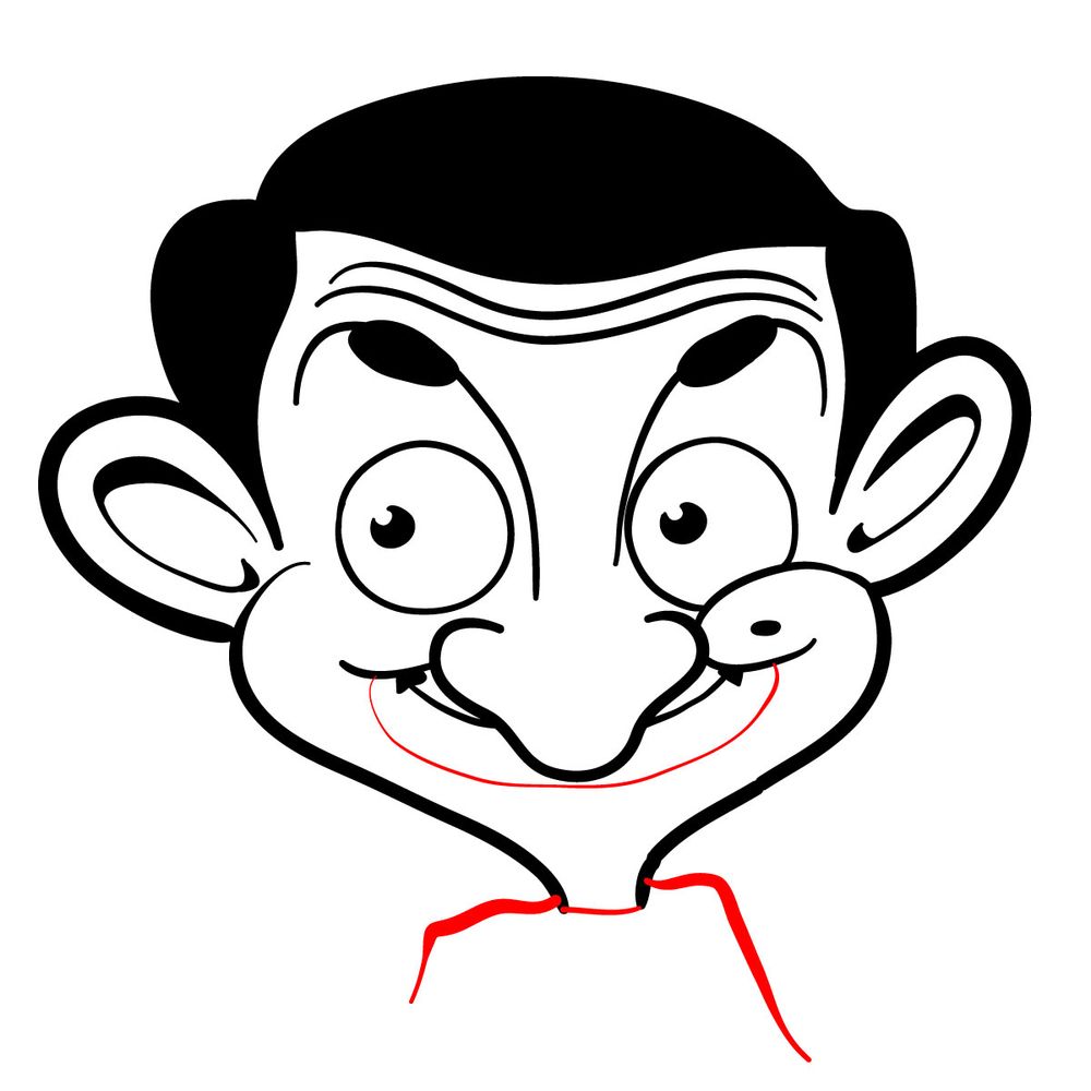 How to draw cartoon Mr Bean - step 14