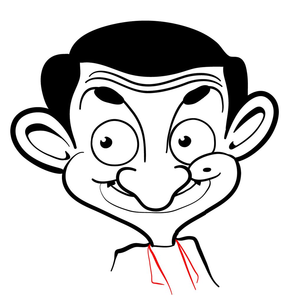 How to draw cartoon Mr Bean - step 15