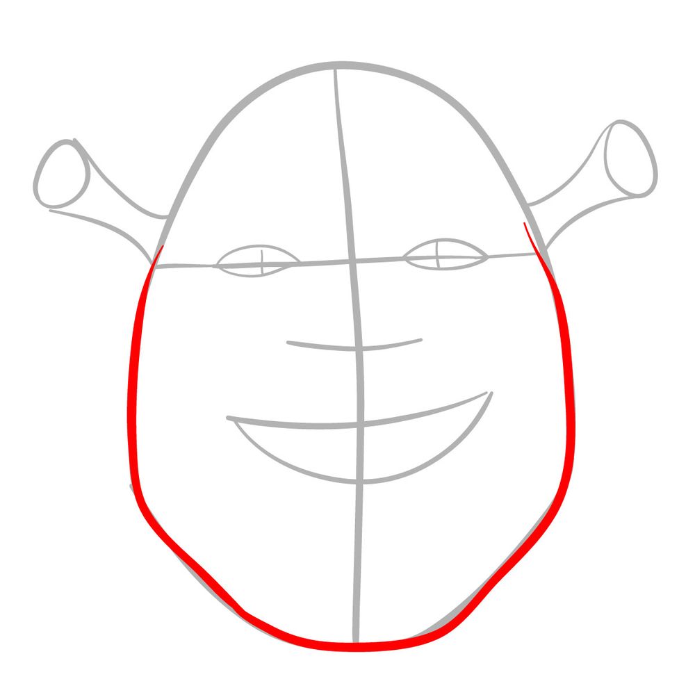 How to draw the face of Shrek - step 03