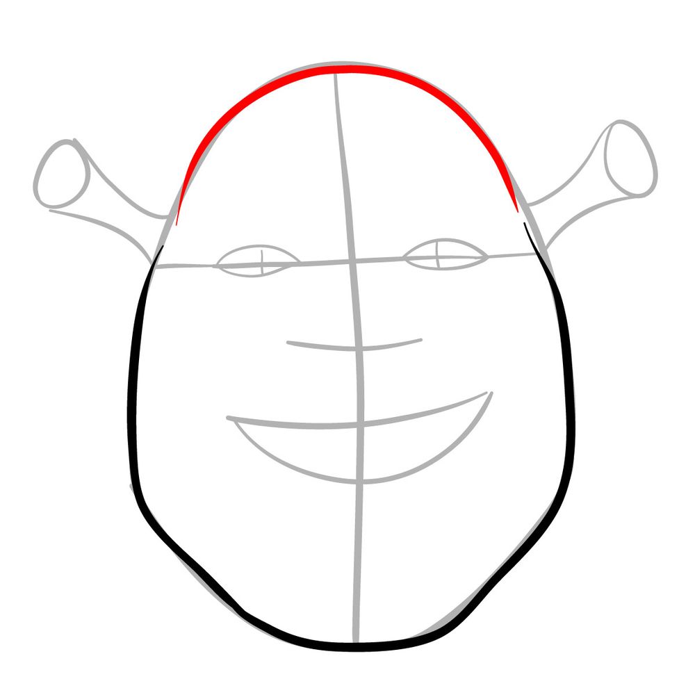 How to draw the face of Shrek - step 04