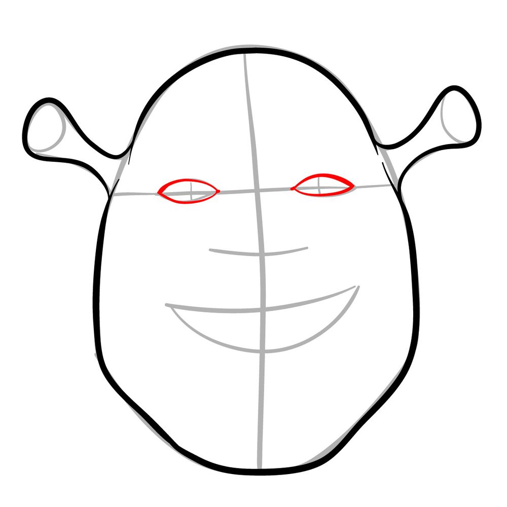 How to draw the face of Shrek - step 06