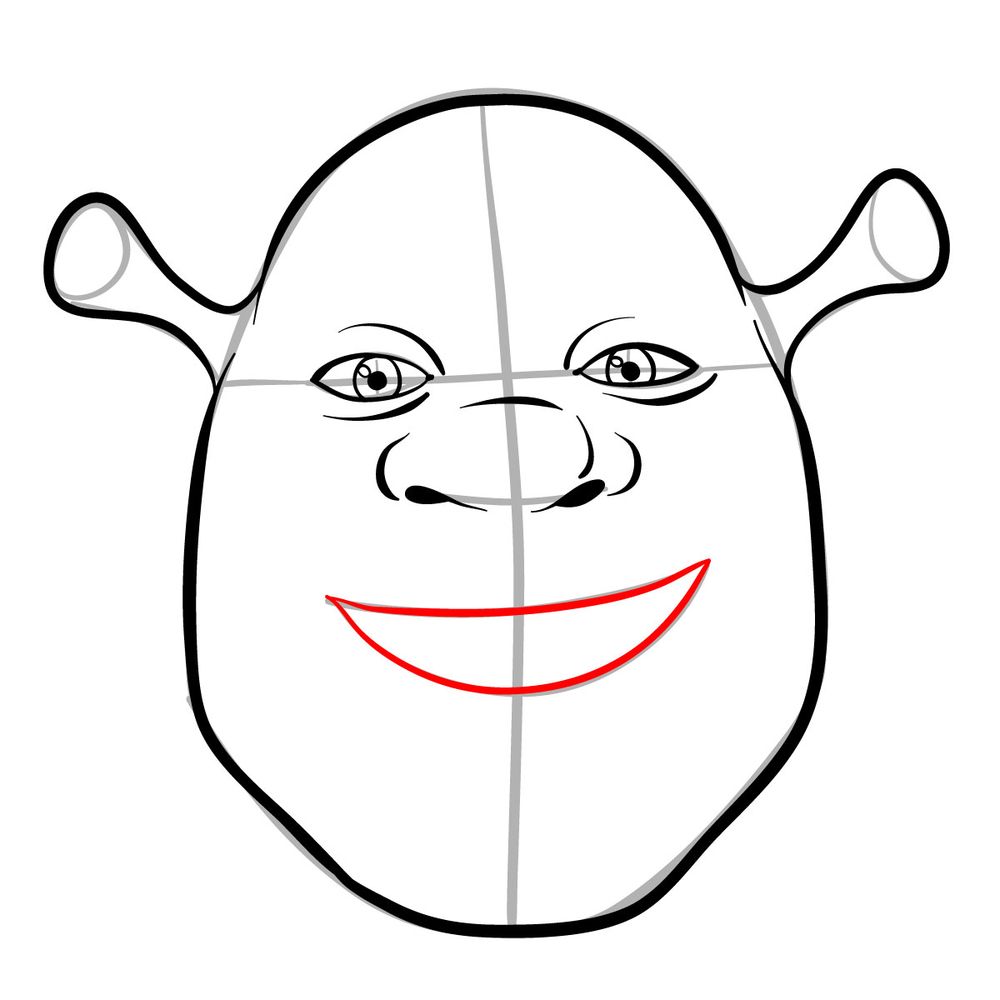 How to draw the face of Shrek - step 10