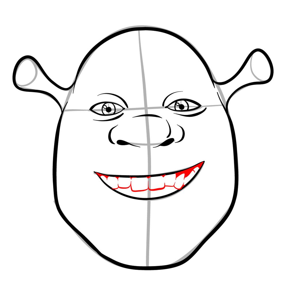 How to draw the face of Shrek - step 11