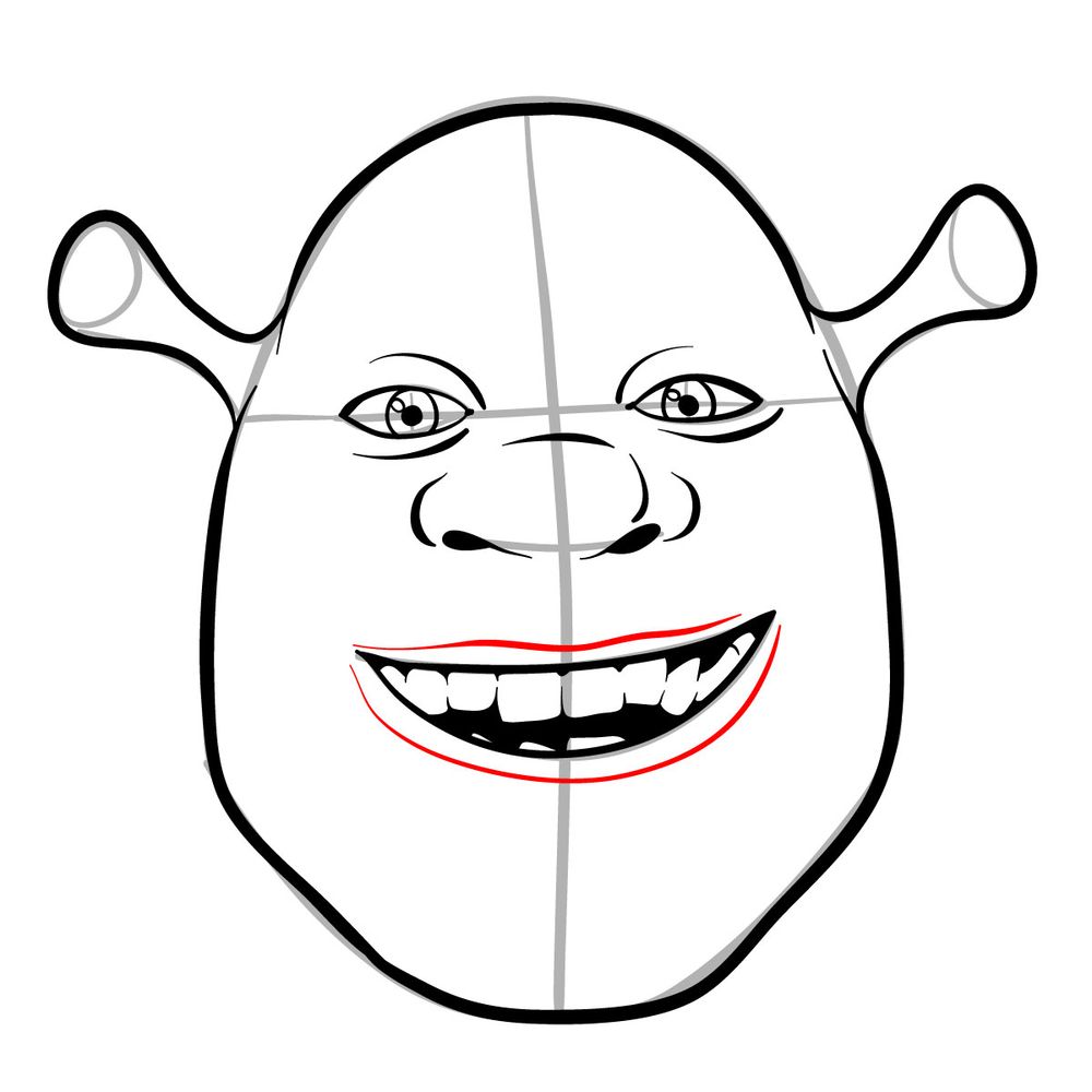 How to draw the face of Shrek - step 13