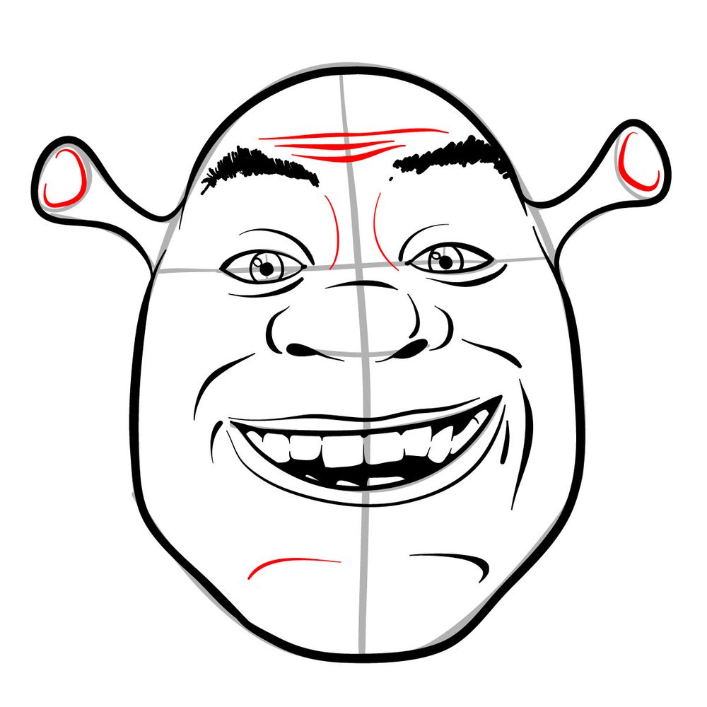 How to draw the face of Shrek - step 15