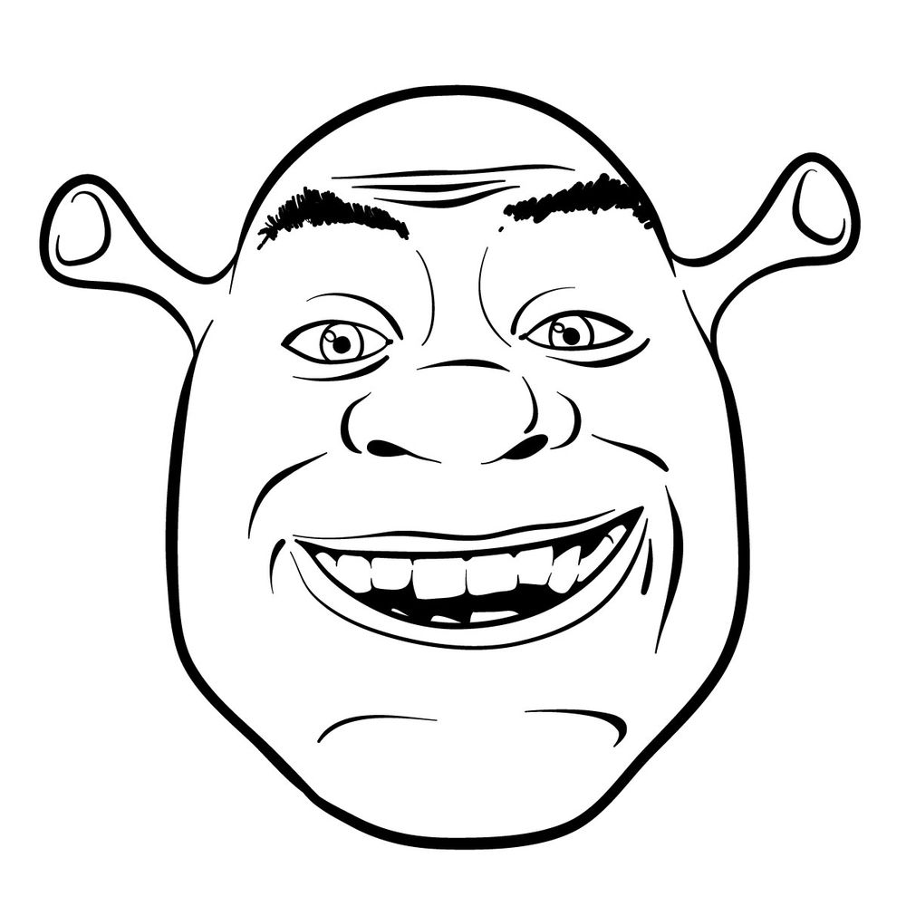 How to draw the face of Shrek
