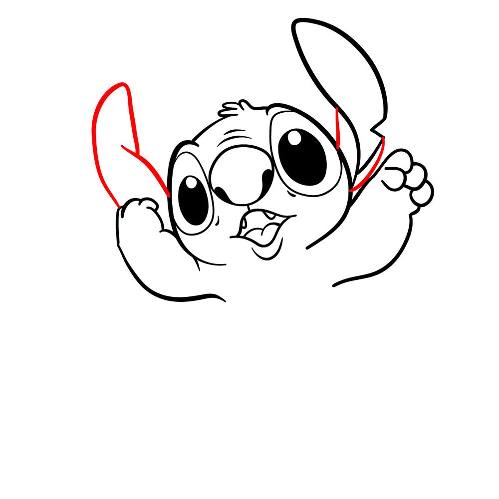 How to draw happy Stitch - step 13