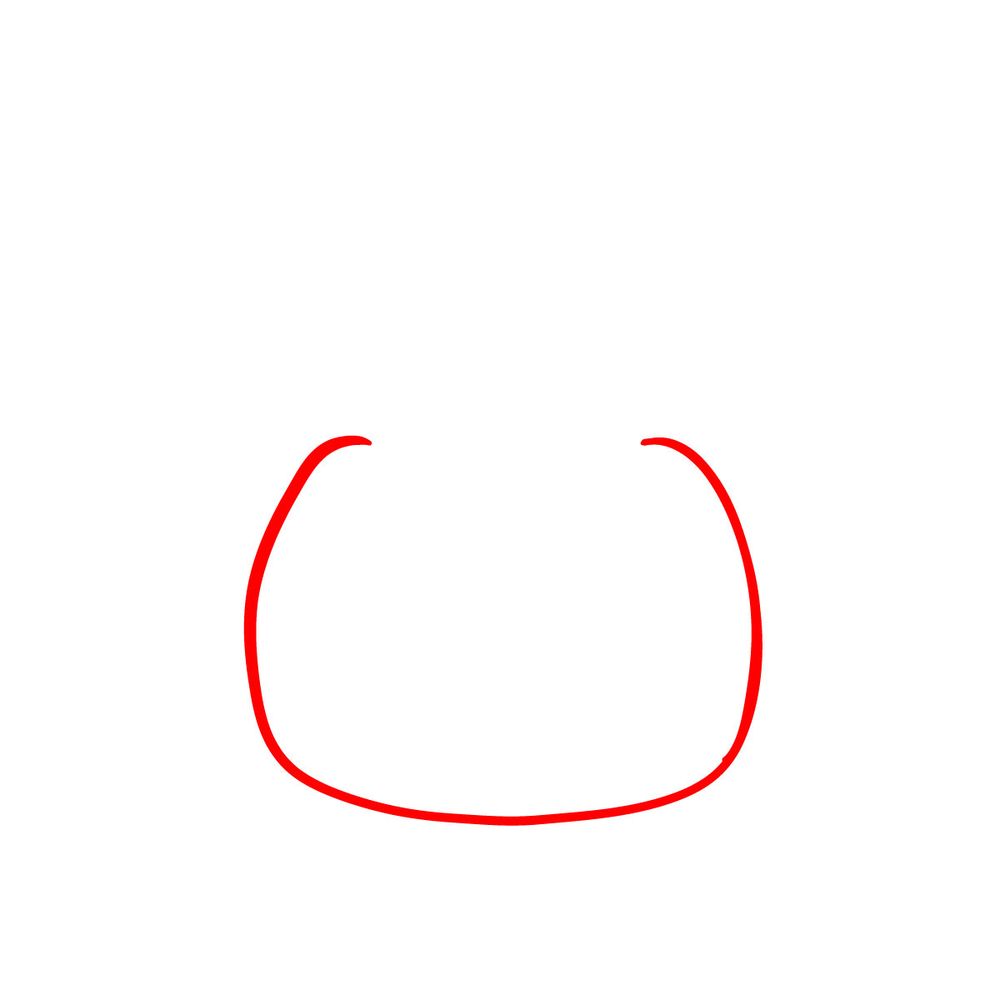 A soft curved outline for Stitch's round and chubby face. - step 01