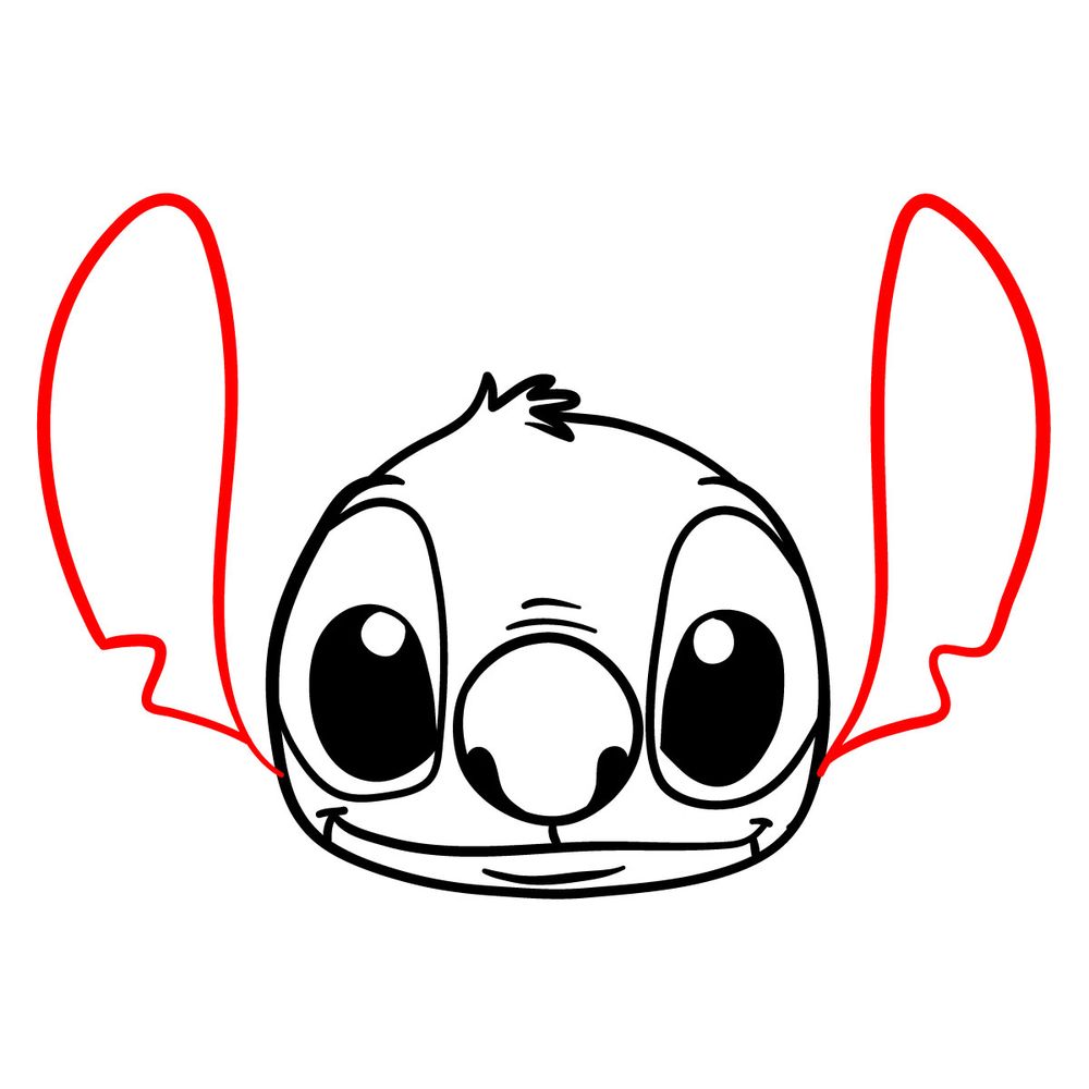 How to draw Stitch's head - step 10