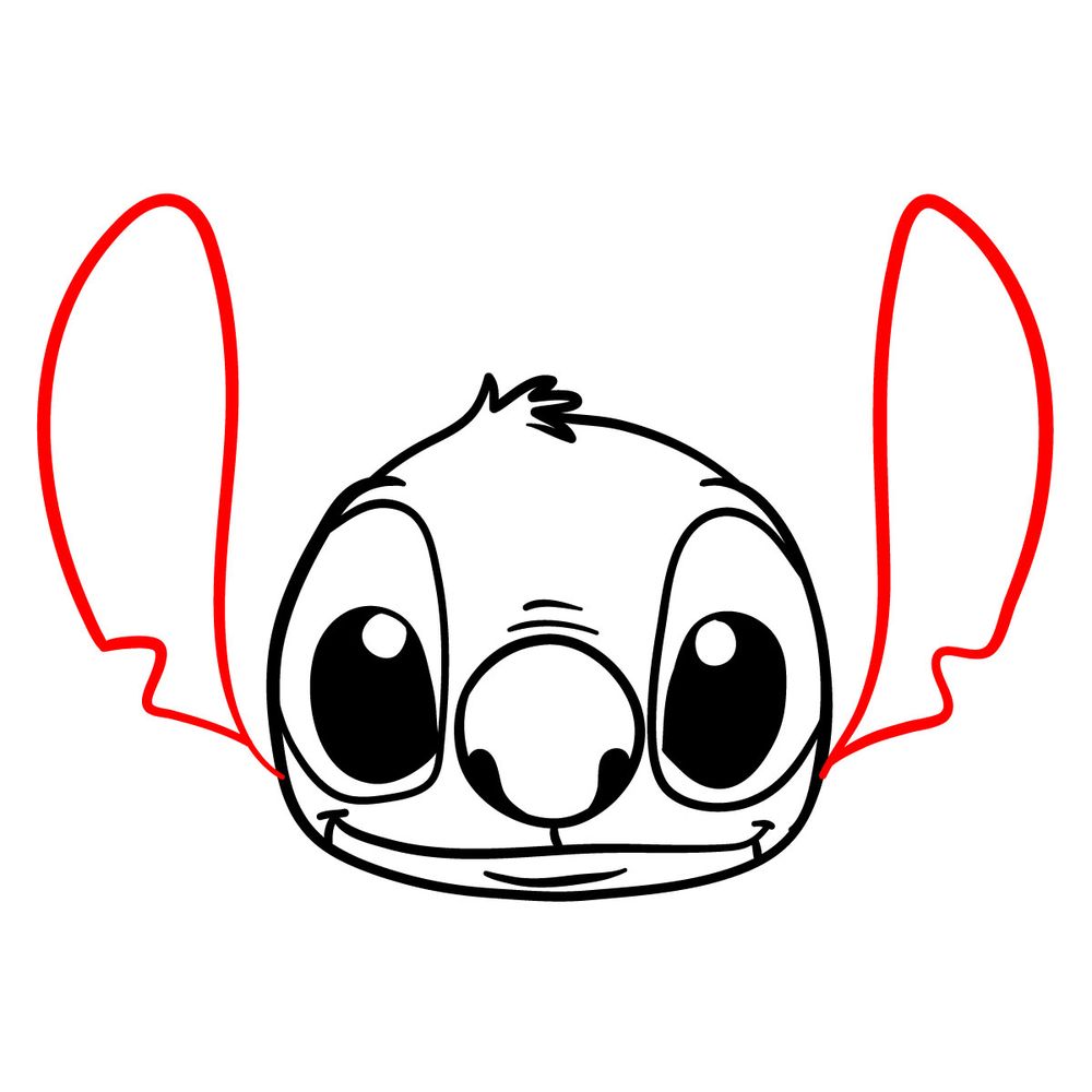 How to draw Stitch's head - Sketchok easy drawing guides