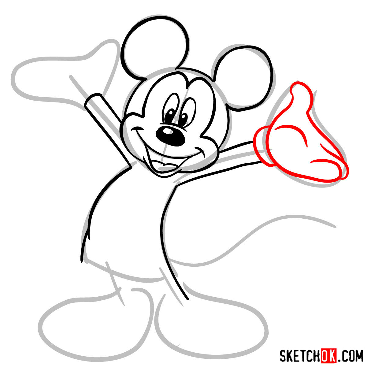 How to draw Mickey Mouse -  step 06