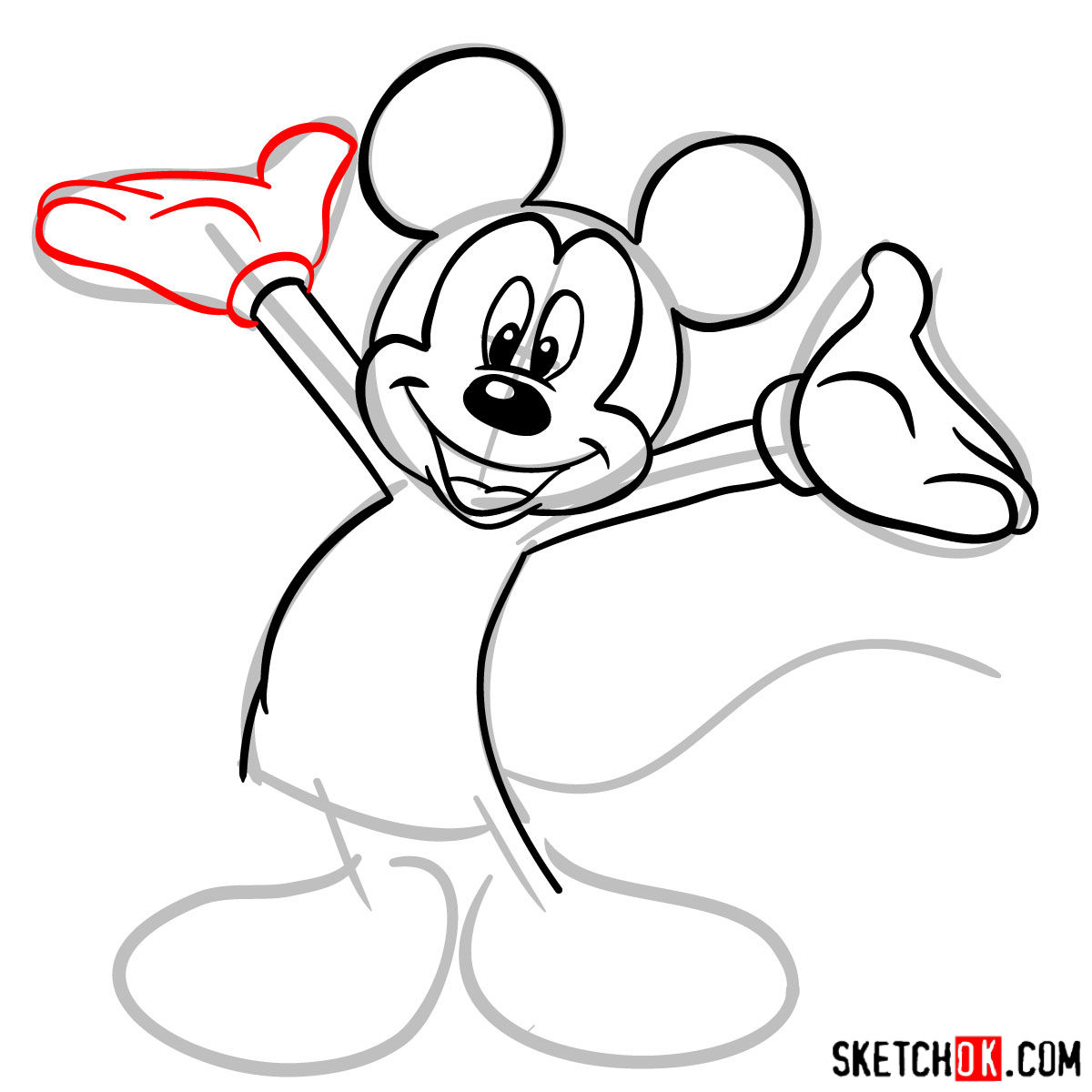 How to draw Mickey Mouse - step 07