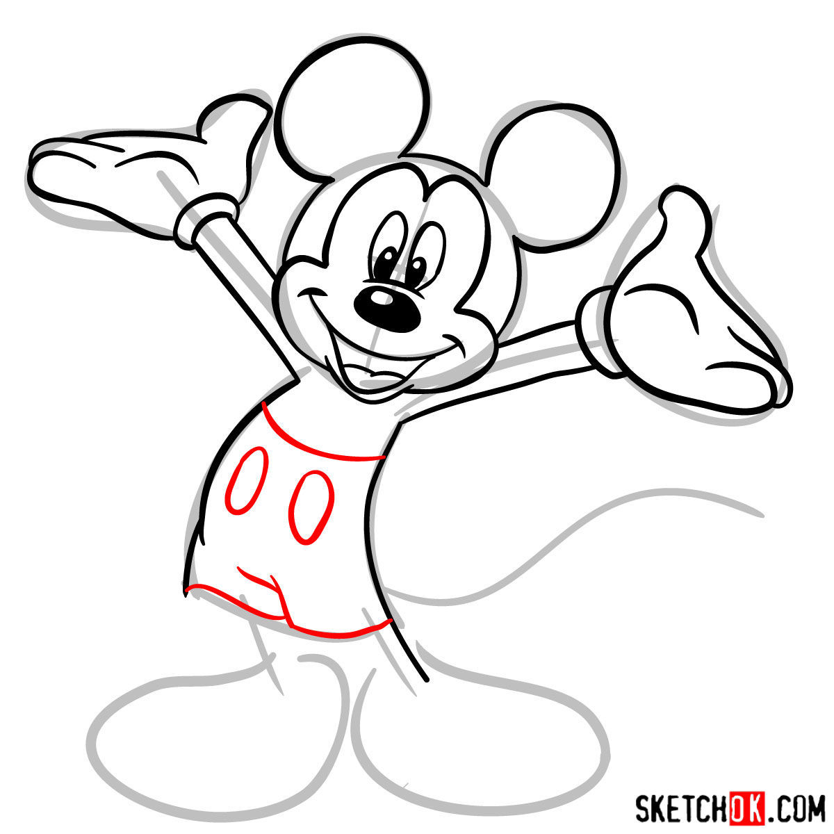 How to draw Mickey Mouse - Sketchok easy drawing guides