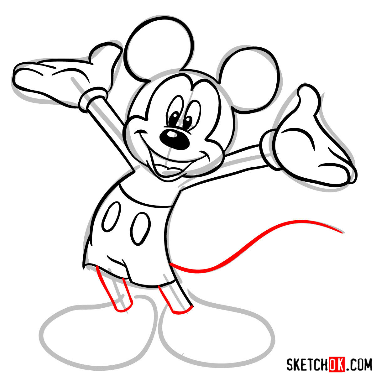 How to draw Mickey Mouse - step 09