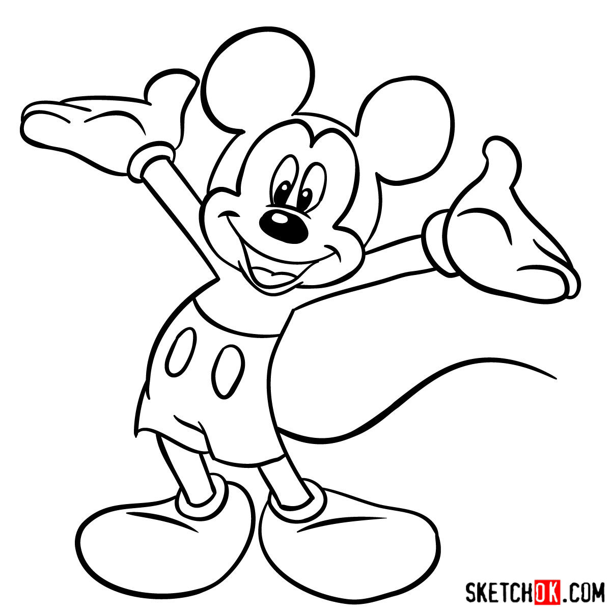 How to draw Mickey Mouse - Sketchok easy drawing guides