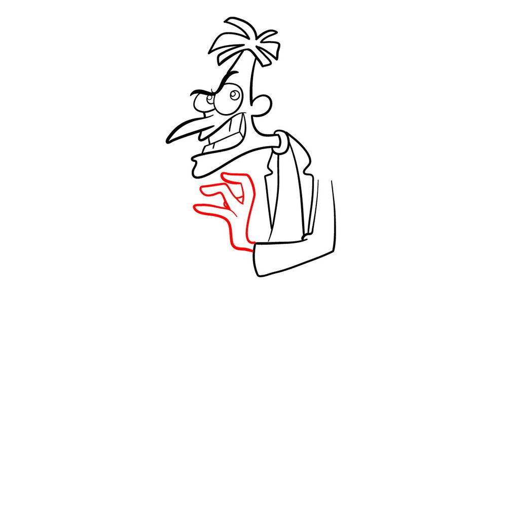 How to draw Dr. Heinz Doofenshmirtz - step 12