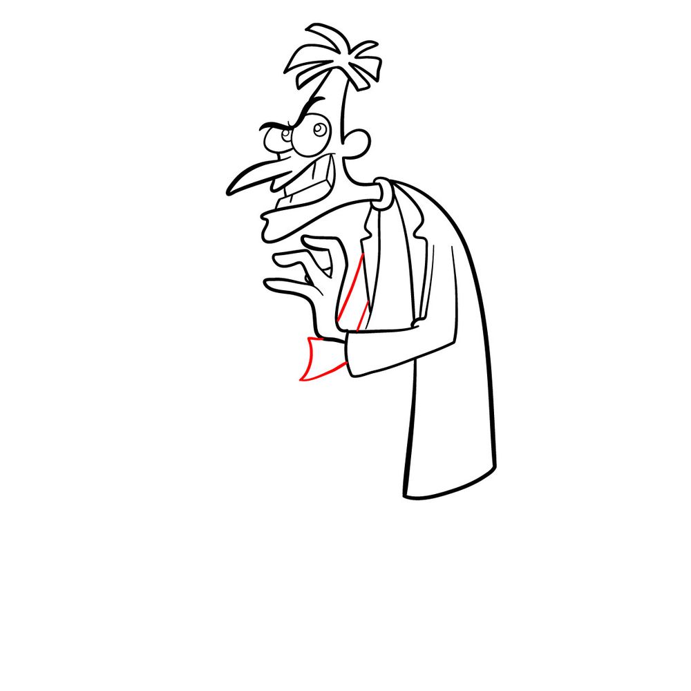 How to draw Dr. Heinz Doofenshmirtz - step 14