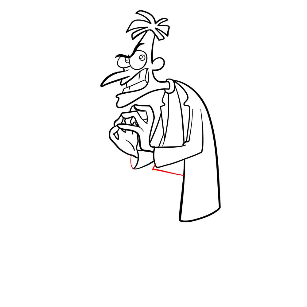 How to draw Dr. Heinz Doofenshmirtz - step 16