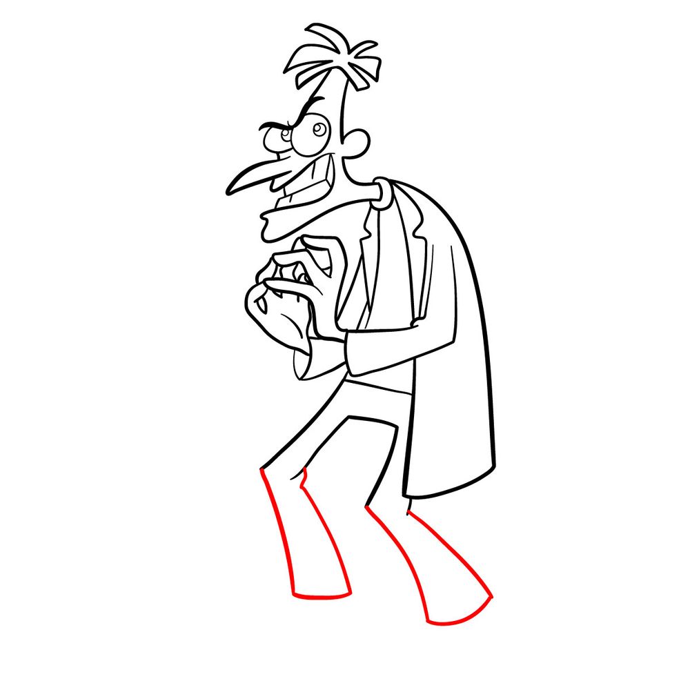 How to draw Dr. Heinz Doofenshmirtz - step 18