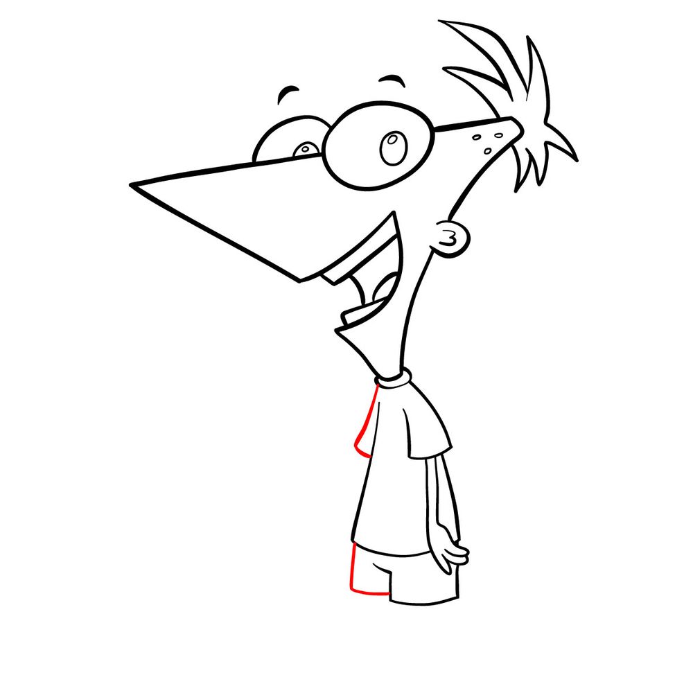 How to draw Phineas Flynn - step 16