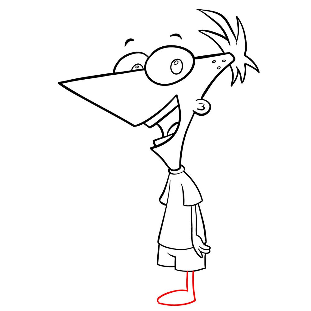How to draw Phineas Flynn - step 17