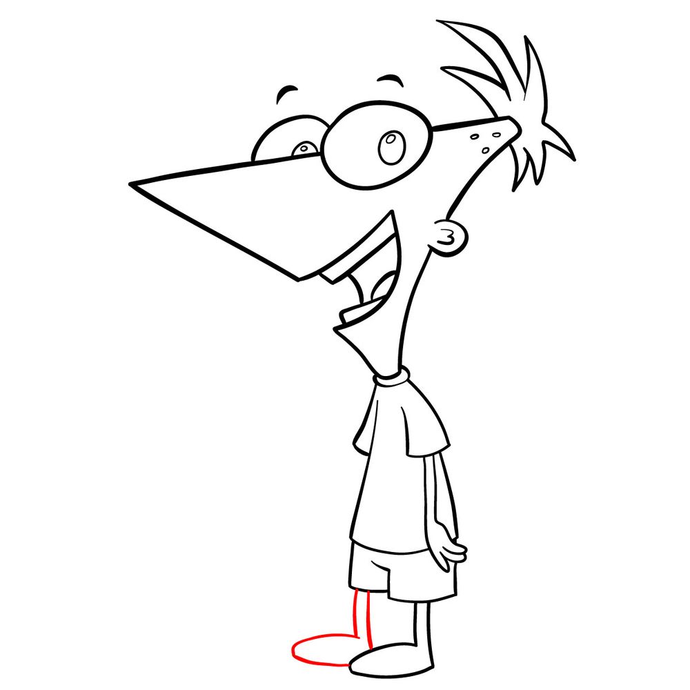 How to draw Phineas Flynn - step 18