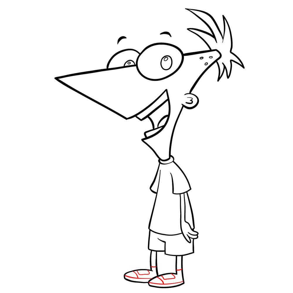 How to draw Phineas Flynn - step 19