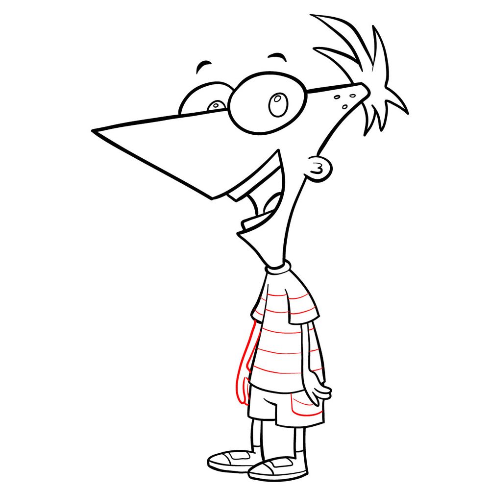 How to draw Phineas Flynn - step 20