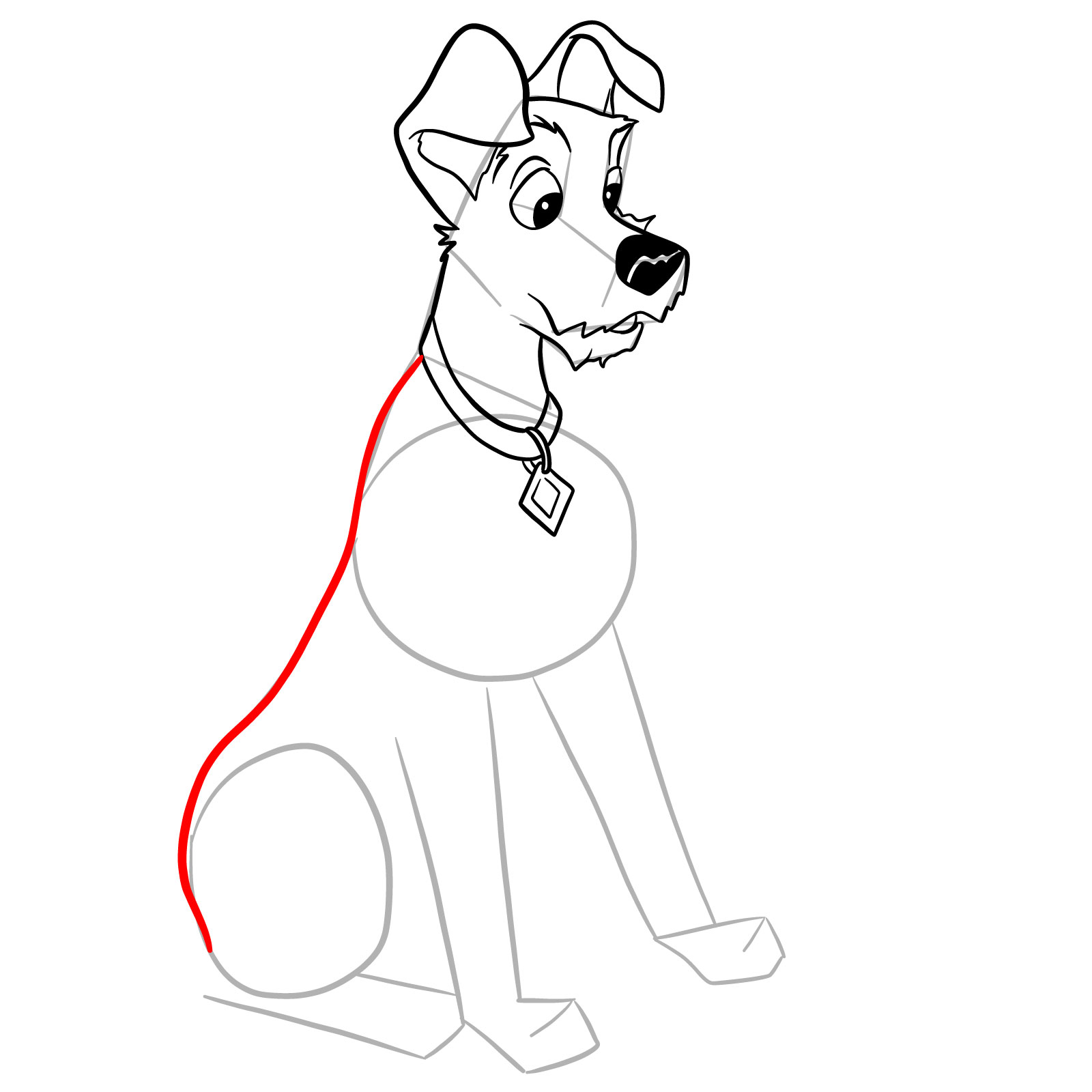 How to draw Tramp (Lady and the Tramp) - step 18