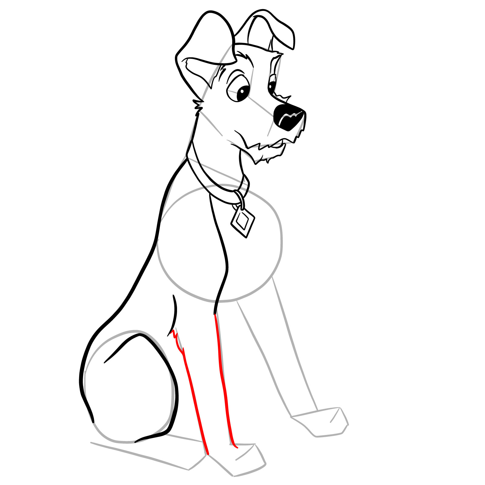 How to draw Tramp (Lady and the Tramp) - step 21
