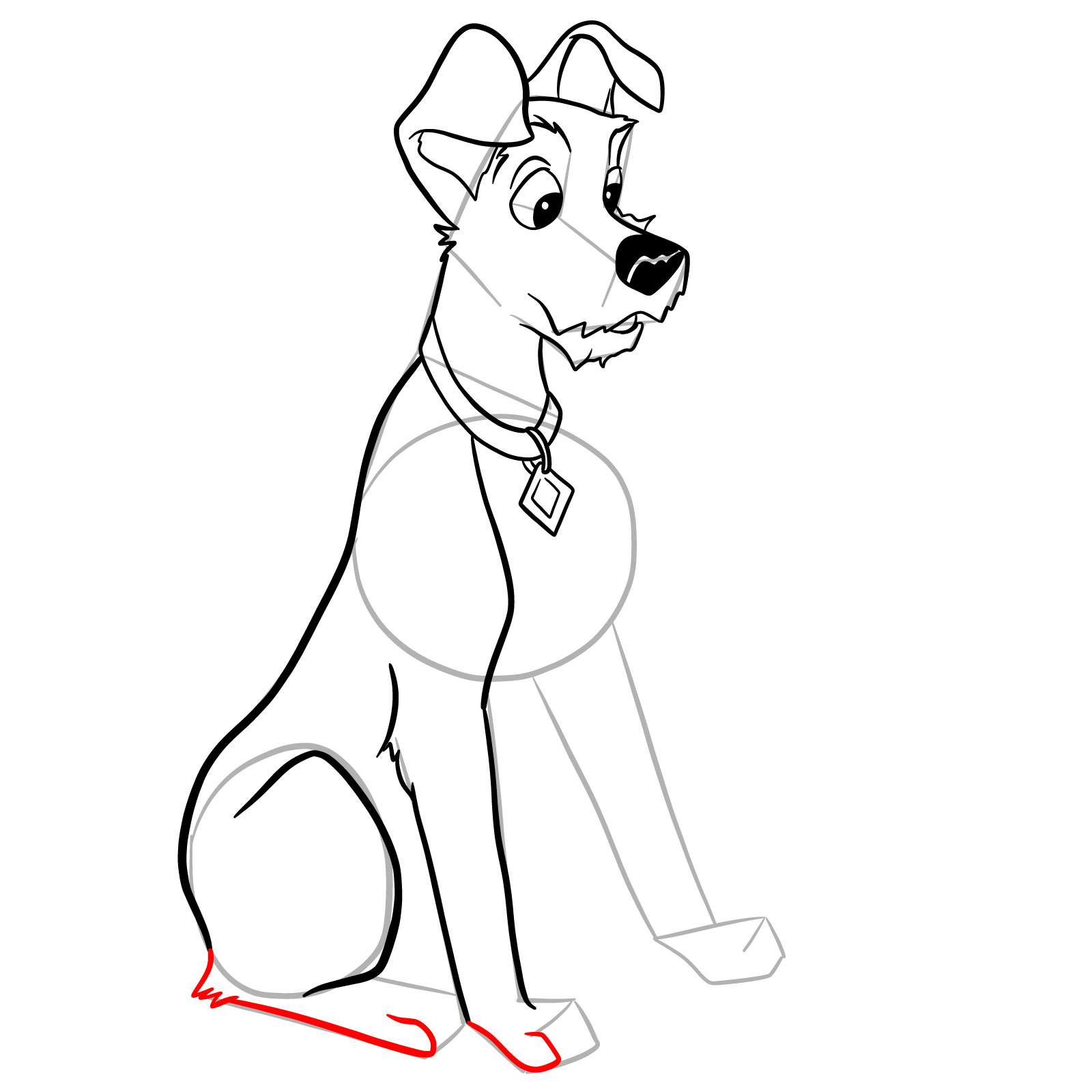 How to draw Tramp (Lady and the Tramp) - step 22