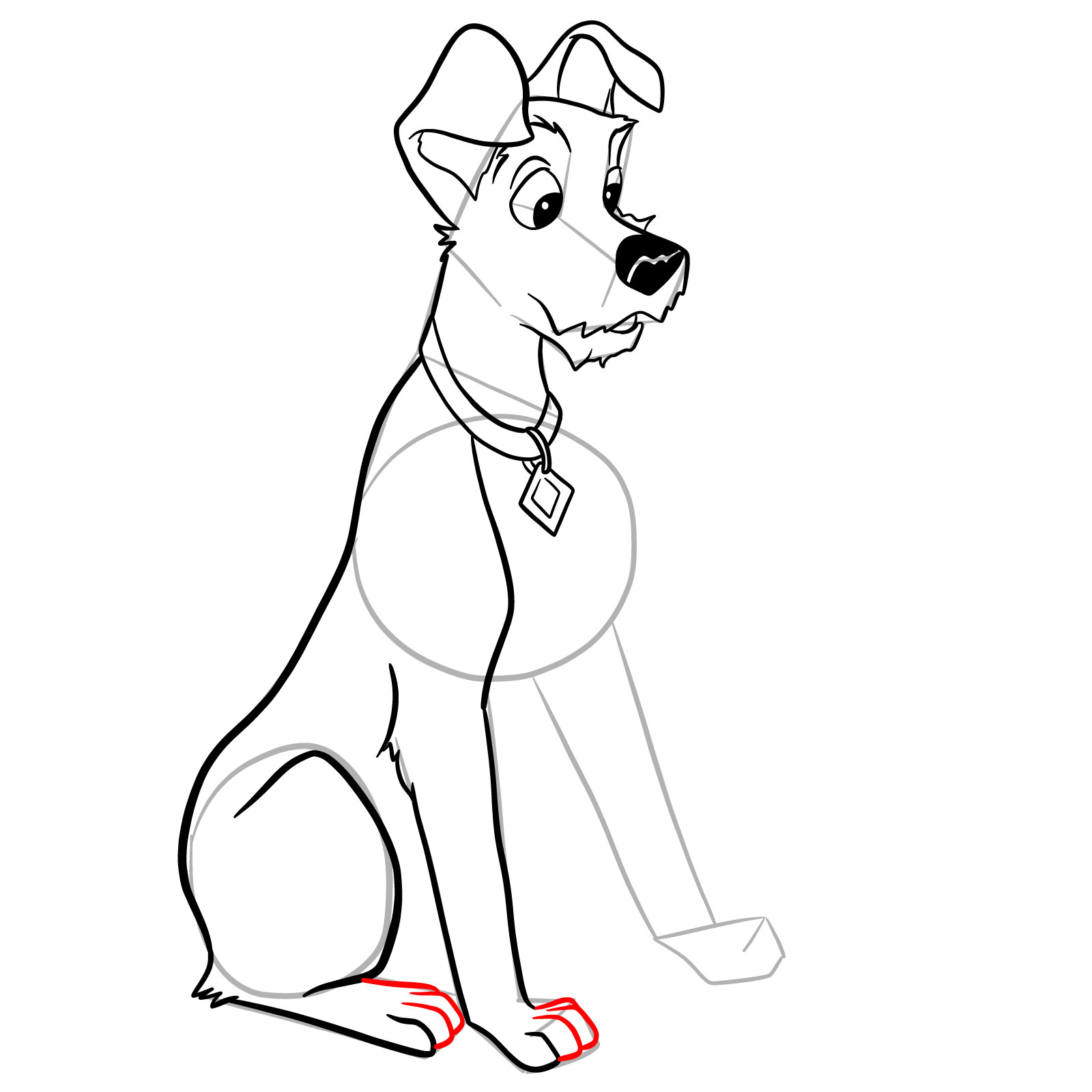 How to draw Tramp (Lady and the Tramp) - step 23