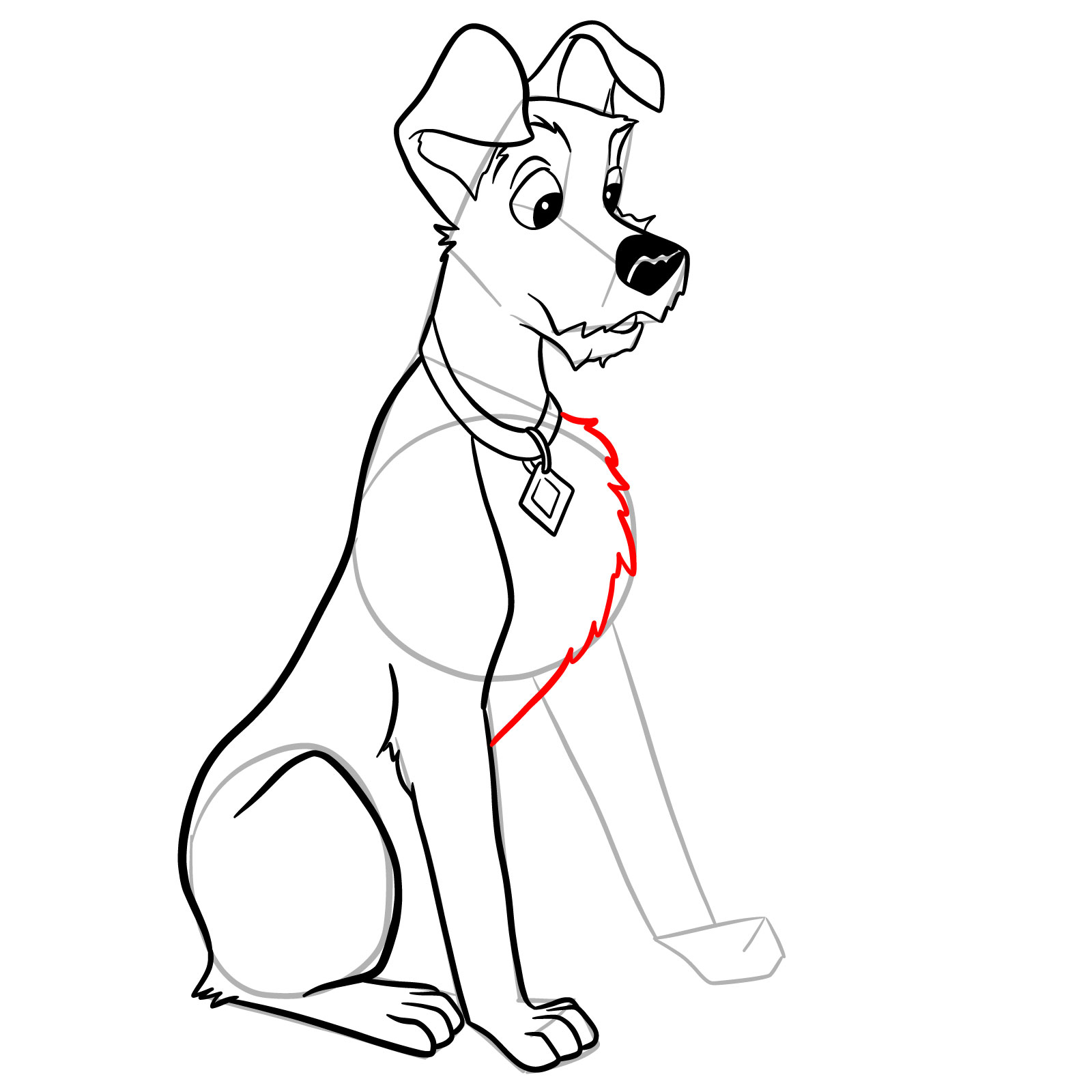 How to draw Tramp (Lady and the Tramp) - step 24