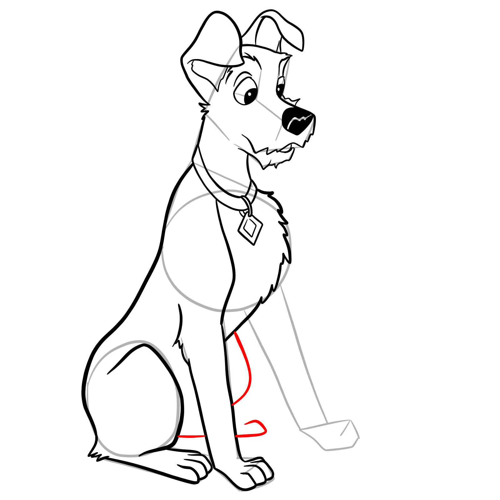 How to draw Tramp (Lady and the Tramp) - step 25