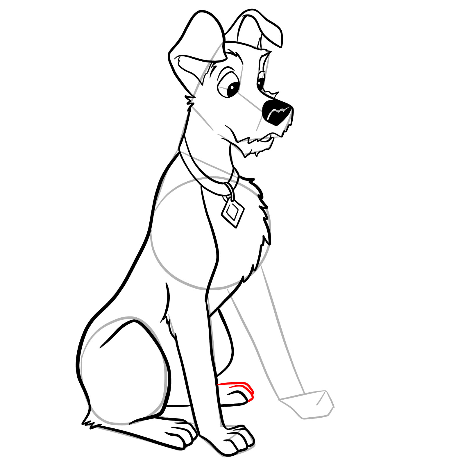 How to draw Tramp (Lady and the Tramp) - step 26
