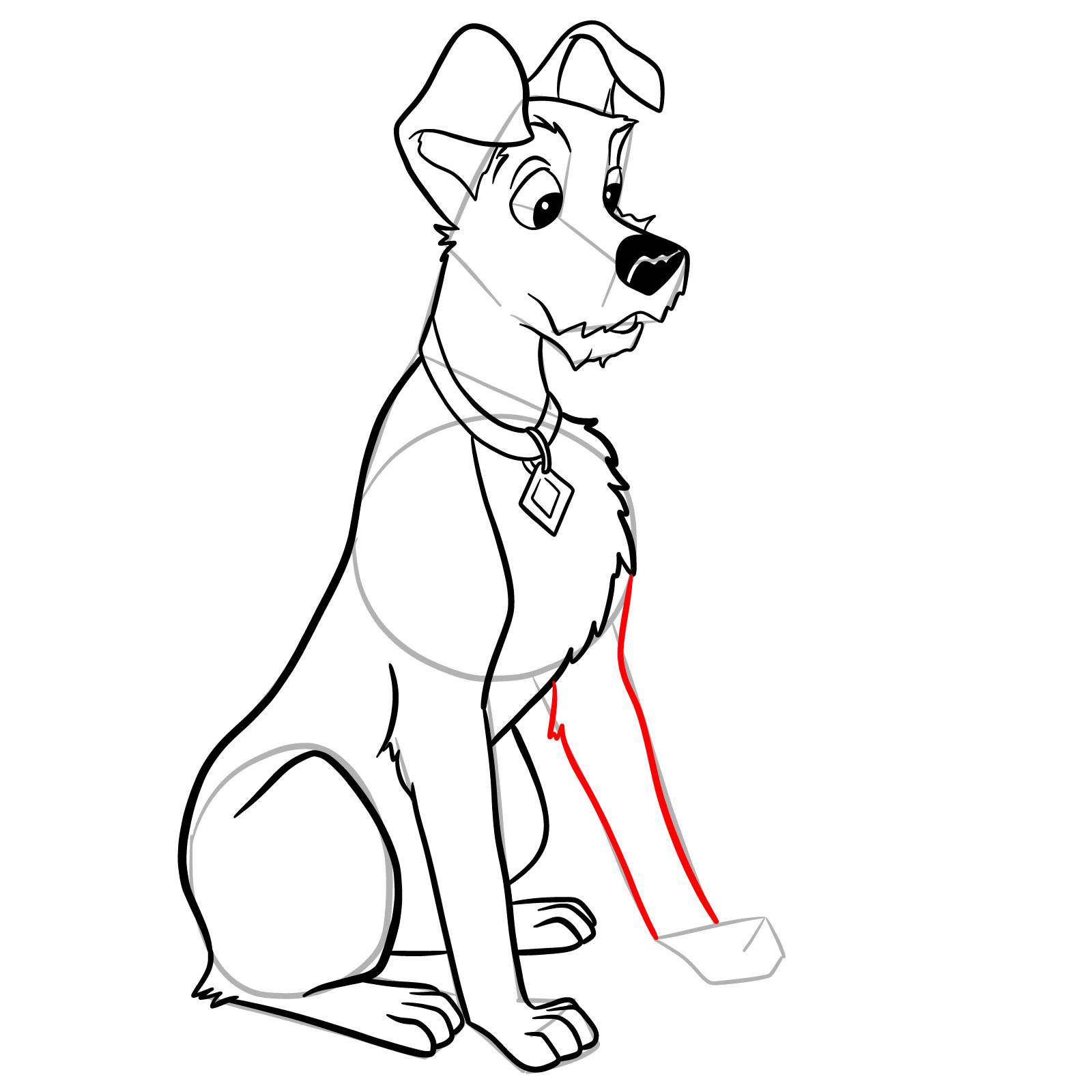 How to draw Tramp (Lady and the Tramp) - step 27