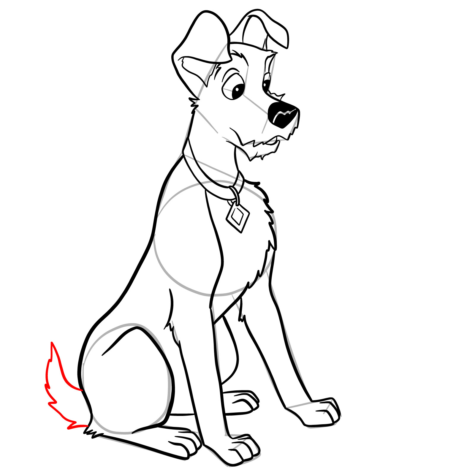 How to draw Tramp (Lady and the Tramp) - step 29