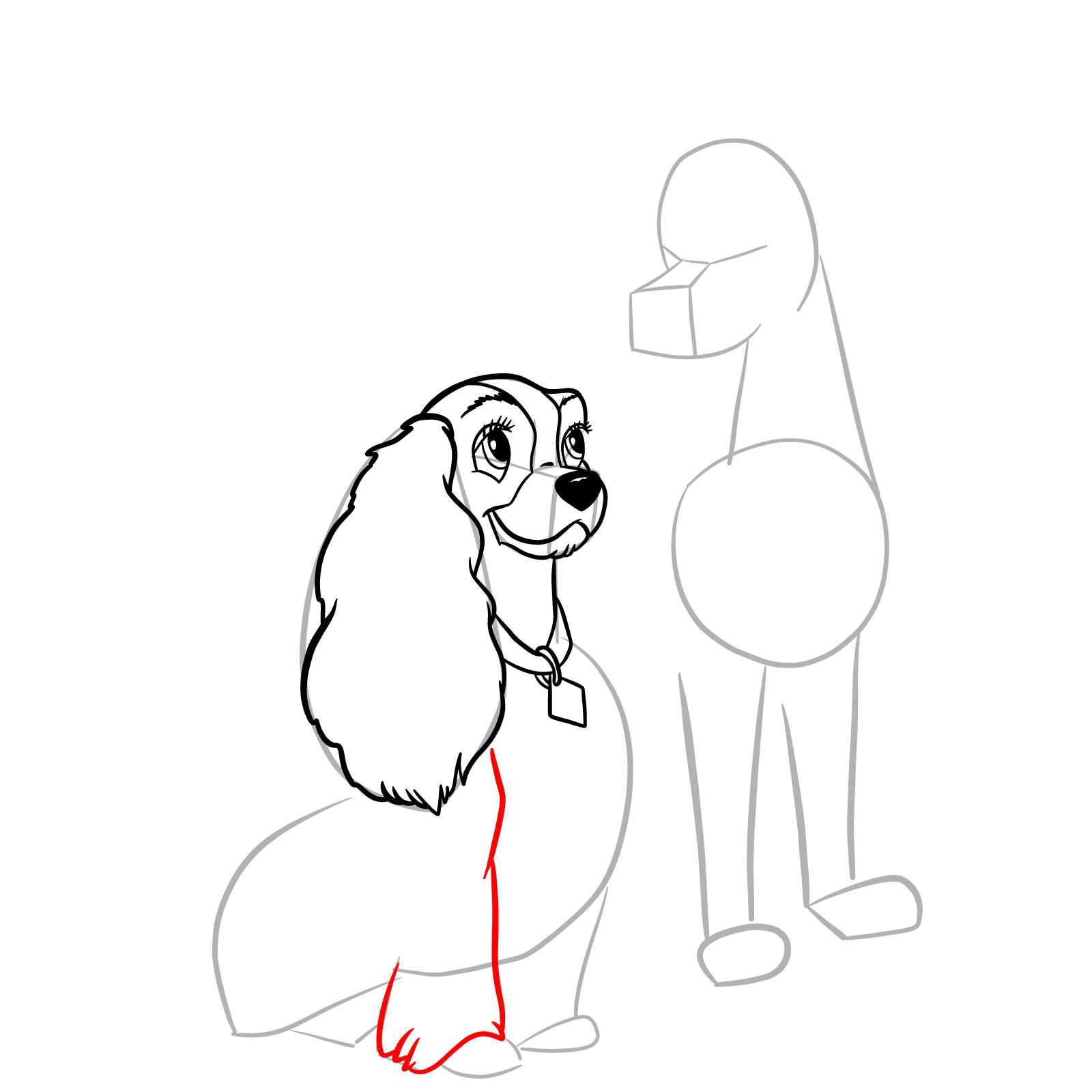 How to draw Lady and Tramp together - step 16