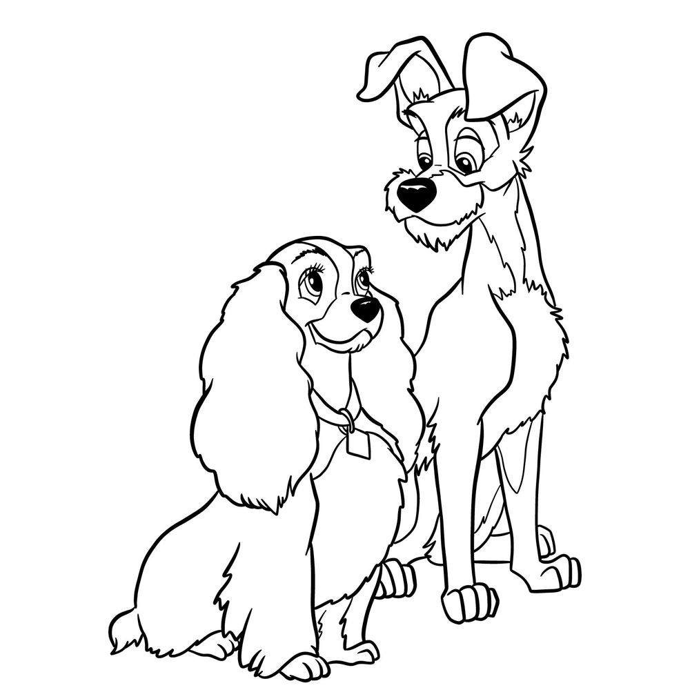 How to draw Lady and Tramp together