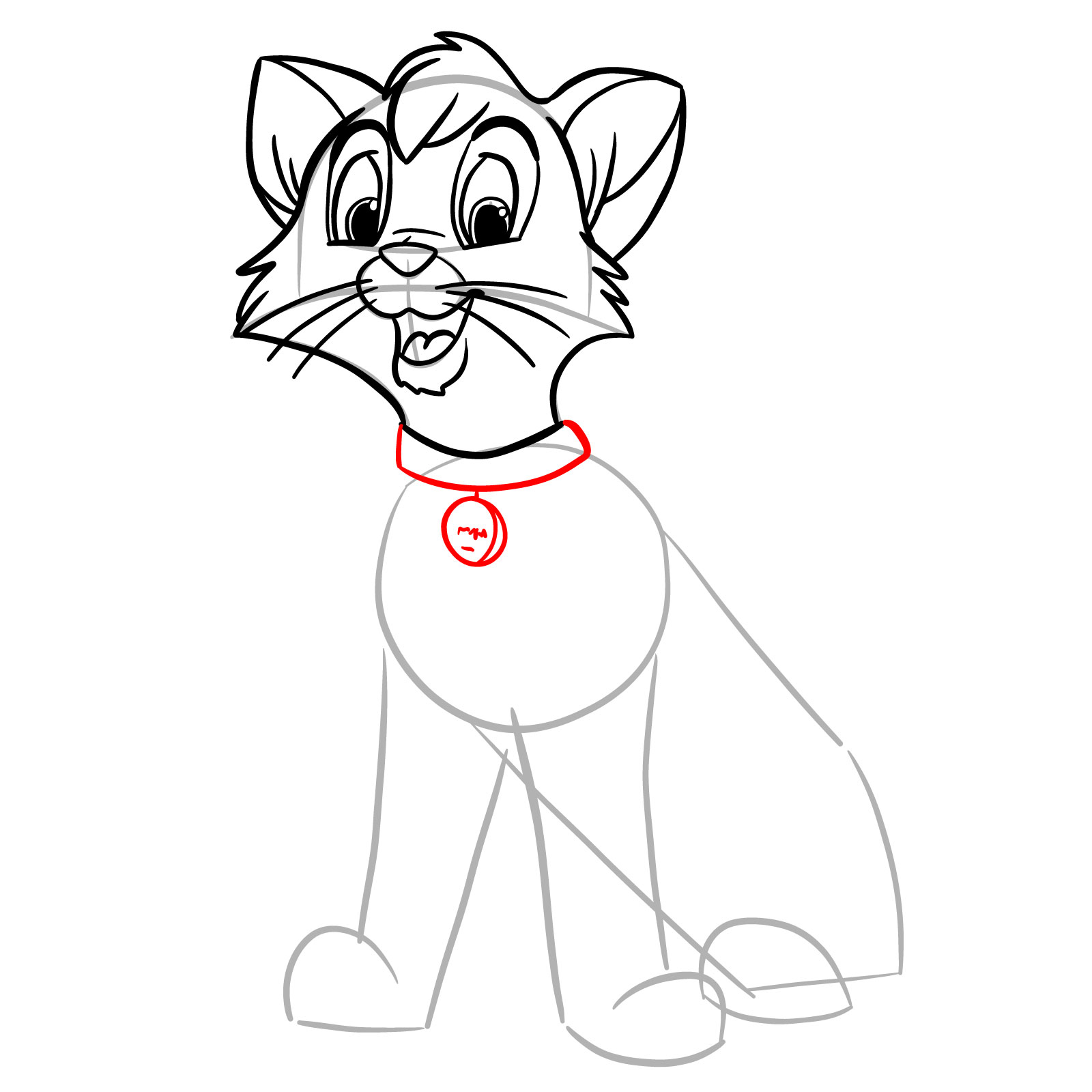 How to draw Oliver (Oliver & Company) - step 17