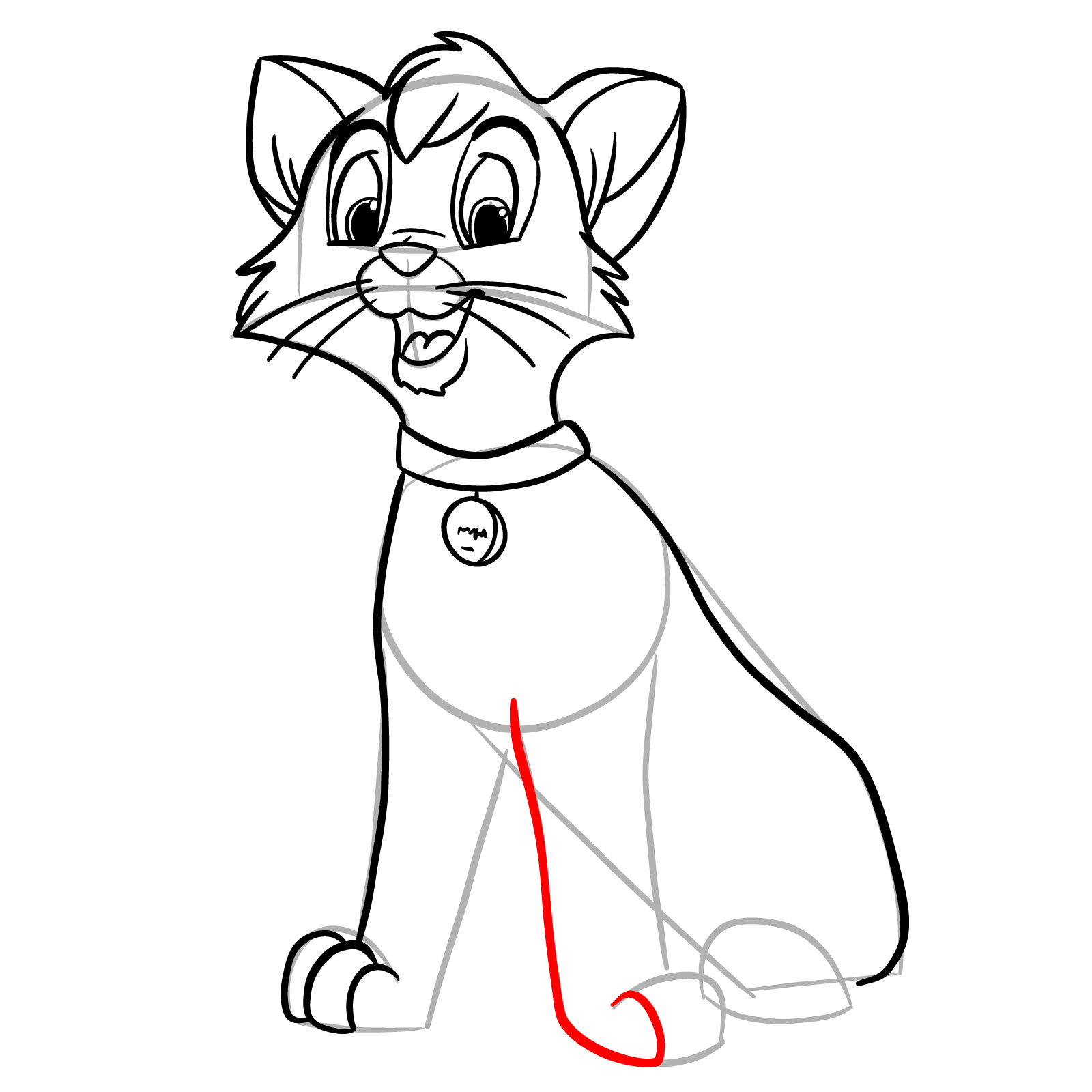 How to draw Oliver (Oliver & Company) - step 20