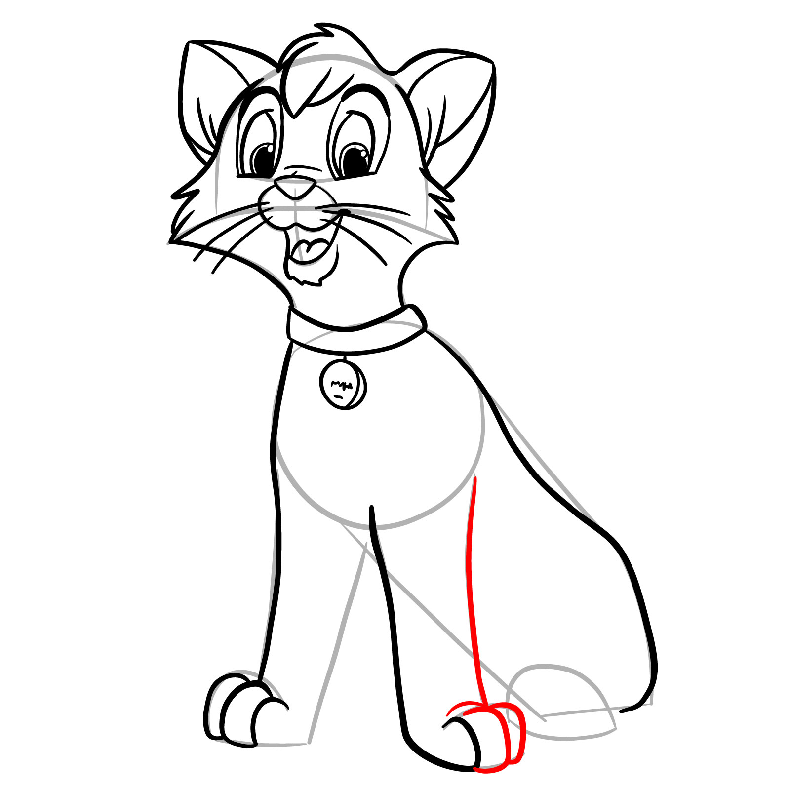 How to draw Oliver (Oliver & Company) - step 21