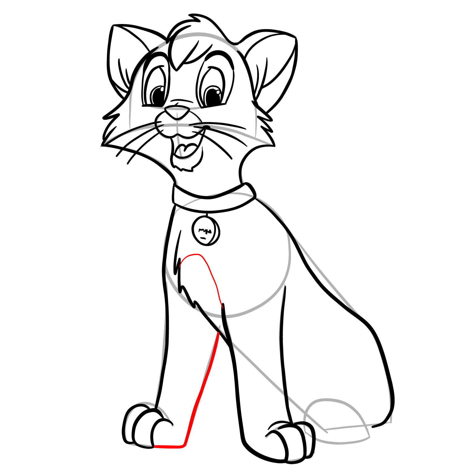 How to draw Oliver (Oliver & Company) - step 23