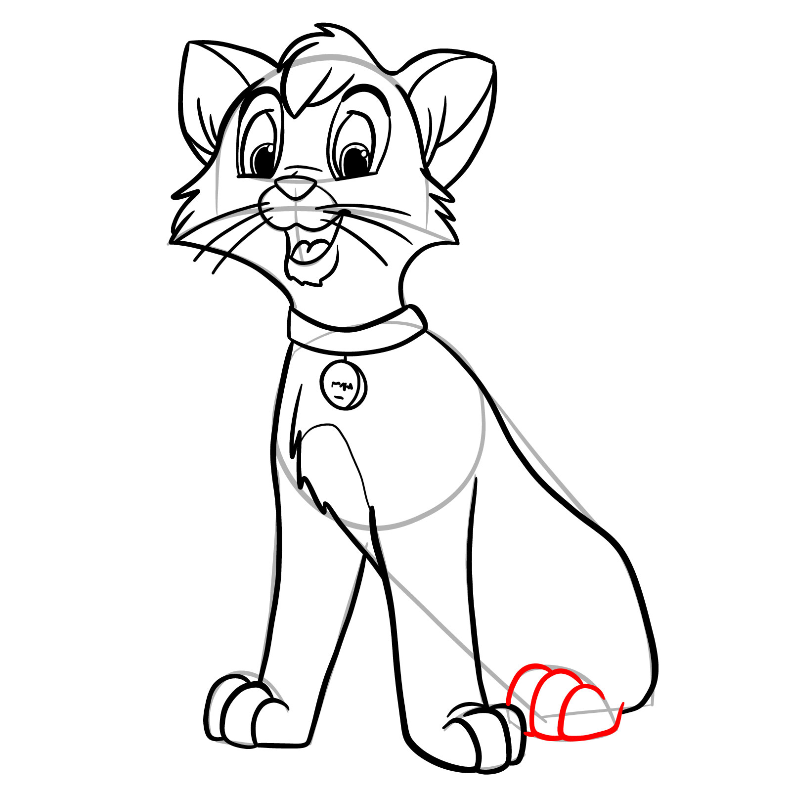 How to draw Oliver (Oliver & Company) - step 24